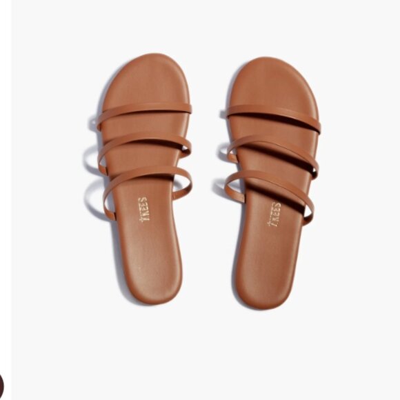 NEW TKEES Made In Brazil Leather Emma Flat Strappy Sandals in Au Natural 7252j1 - Picture 4 of 10